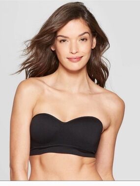 Auden Bandeau Bralette XS Black Strapless Seamless Padded Sweetheart Bra